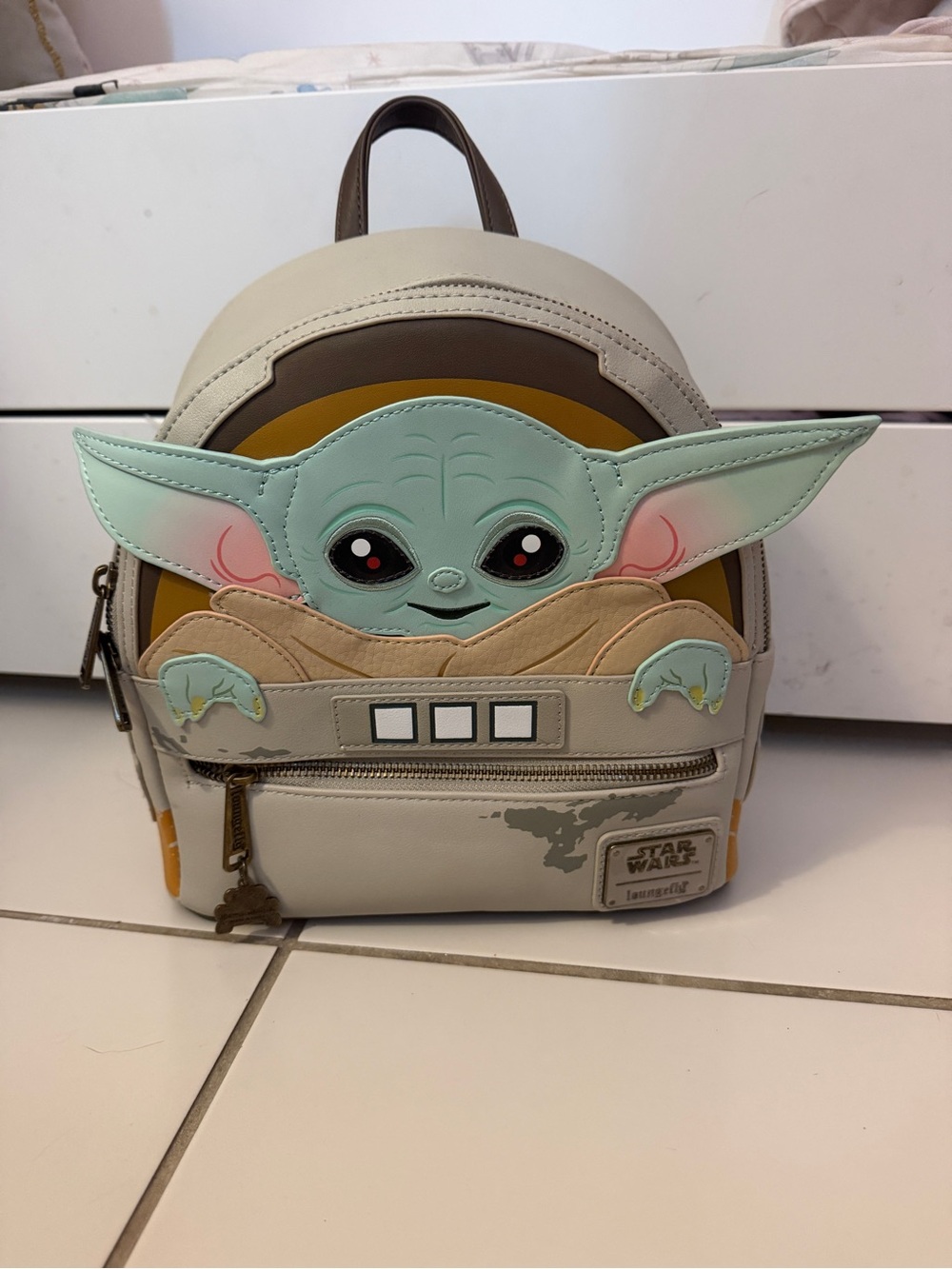 Loungefly Star Wars Grogu Mini Backpack in Beige, Mint Green & Tan